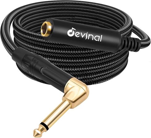 Devinal Right Angle 1/4 Inch TS Male to 1/4 Inch TS Female Cable, 6.35mm Mono Connector Patch Extension Adapter Best for V Shape Guitar 1 FT 2 pcs in Saudi Arabia