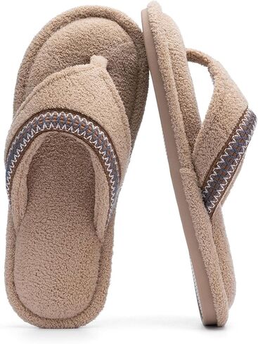 Flip Flops House Slippers for Women Indoor Bedroom Shoe with Non-slip Sole Ladies Summer Open Toe Slide Terry Thong Slippers with Memory Foam in Saudi Arabia