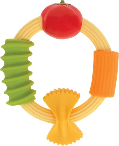 Nuby Pasta Ring Teether - Soft Silicone, Multi-Textured Surface, Easy Grip, Teething Relief for Babies 3+ Months in Saudi Arabia