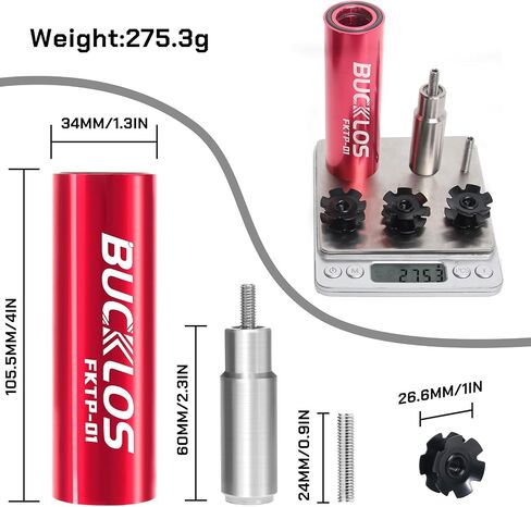 BUCKLOS Bike Fork Star Nut Setting Install Tool with Free Star Nuts and Spare Special Screws for 1", 1-1/8" Threadless Fork Tubes and Headset System, Stainless Steel Bicycle Star Nut Installation Tool in Kuwait