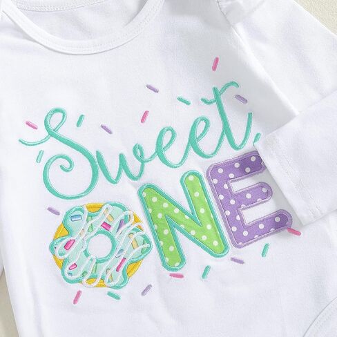 1st/2nd Birthday Outfit Girl Sweet One Two Sweet Long Sleeve Sweatshirt Romper/Shirt Tops Flared Pants Set 3Pcs in Saudi Arabia
