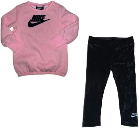 Nike Baby Girls Velour Logo Sweatshirt Velour Leggings 2 Pc Set Size 18 Months in Saudi Arabia