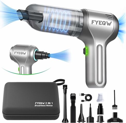 Car Vacuum Portable Cordless - Handheld Vacuum Cordless 4 in 1-3 Gear Adjustment - Brushless Motor - 21000PA High Power, Air Blower - PC Compressed Air Duster 35 Minutes Endurance for Car, Home in Saudi Arabia