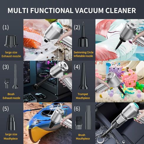 Car Vacuum Portable Cordless - Handheld Vacuum Cordless 4 in 1-3 Gear Adjustment - Brushless Motor - 21000PA High Power, Air Blower - PC Compressed Air Duster 35 Minutes Endurance for Car, Home in Saudi Arabia