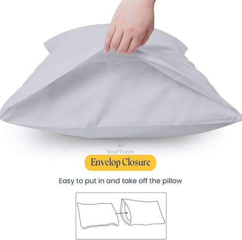 Pillow Cases Set of 2, 100% Cotton 13x18 Inch Pillowcases Sateen Weave, 600 Thread Count Hotel Quality, Soft and Breathable Envelope Closure Light Grey Pillow Case in Saudi Arabia
