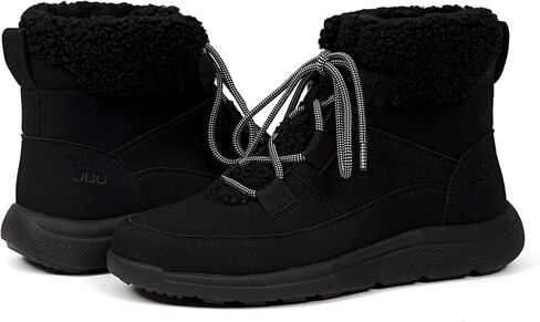 حذاء نسائي من JBU كاجوال بمقدمة مستديرة وكعب منخفض للكاحل مقاس 1-2 بوصة - أسود in Kuwait