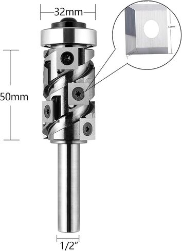SpeTool 1/2 Shank Bottom Bearing Flush Trim Router Bits with 10 PCS Replaceable Carbide Inserts ,Industrial Grade Pattern Cutting Router Bit for Woodworking Templates in Saudi Arabia