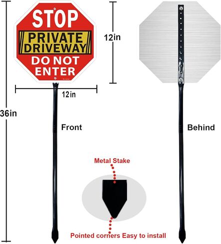 Stop Sign, Do Not Enter Private Driveway Sign, 12" x 12" Reflective Aluminum sign, Fade Resistant Durable UV and Octagon Shaped, Easy Mounting in Saudi Arabia