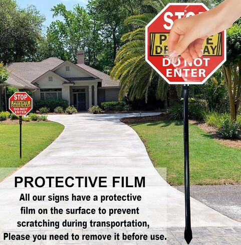 Stop Sign, Do Not Enter Private Driveway Sign, 12" x 12" Reflective Aluminum sign, Fade Resistant Durable UV and Octagon Shaped, Easy Mounting in Saudi Arabia