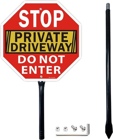 Stop Sign, Do Not Enter Private Driveway Sign, 12" x 12" Reflective Aluminum sign, Fade Resistant Durable UV and Octagon Shaped, Easy Mounting in Saudi Arabia