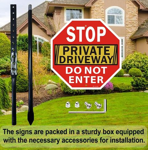 Stop Sign, Do Not Enter Private Driveway Sign, 12" x 12" Reflective Aluminum sign, Fade Resistant Durable UV and Octagon Shaped, Easy Mounting in Saudi Arabia