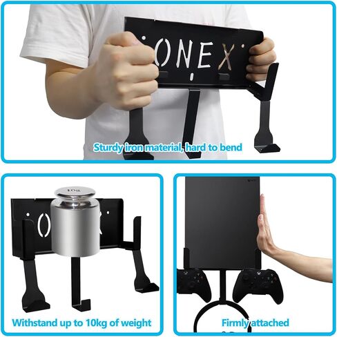 Nymus Wall Mount for Xbox One X, Metal Xbox One X Wall Mount with Detachable 2 Controller Holder & Headphone Hanger, Not Fit for One Original in Kuwait
