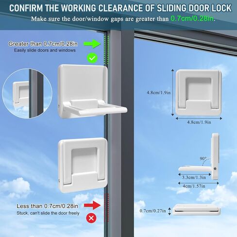 Sliding Door Lock for Child Safety: Child Lock for Sliding Glass Door, Window, Sliding Cabinets, Sliding Closet, etc, 3M Adhesive No Drill No Screw, More Security for Baby and Pets (2 pack) in Saudi Arabia