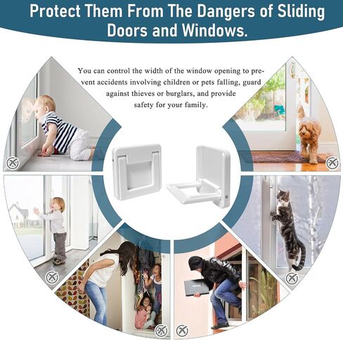 Sliding Door Lock for Child Safety: Child Lock for Sliding Glass Door, Window, Sliding Cabinets, Sliding Closet, etc, 3M Adhesive No Drill No Screw, More Security for Baby and Pets (2 pack) in Saudi Arabia