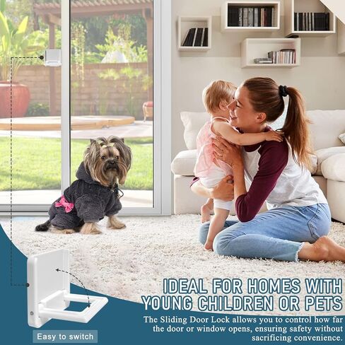 Sliding Door Lock for Child Safety: Child Lock for Sliding Glass Door, Window, Sliding Cabinets, Sliding Closet, etc, 3M Adhesive No Drill No Screw, More Security for Baby and Pets (2 pack) in Saudi Arabia