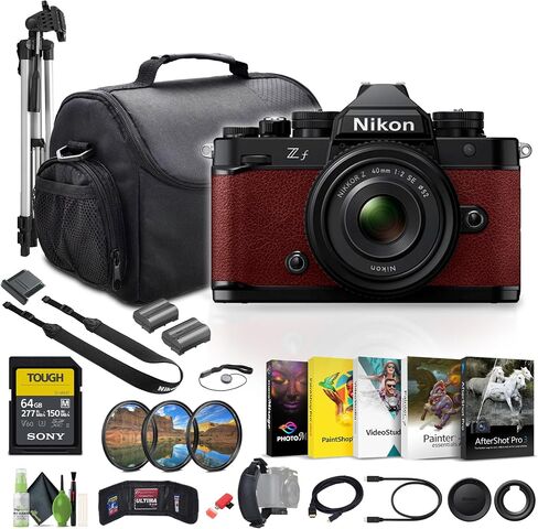 Nikon Zf 24.5 MP Full-Frame Mirrorless 4K Video Recording Camera with Special Edition Prime Lens NIKKOR Z 40mm f/2 (Red) Bundle with Rechargeable Battery ENEL15C + Lens Filter Kit + More (Renewed) in Saudi Arabia