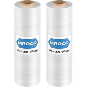 MROCO Stretch Wrap Film 6 Pack, Mini Clear Shrink Wrap 5"x1000Ft x80 Gauge, Industrial Stretch Plastic Wrap with 2 Reusable Handles, for Moving Wrapping Plastic Roll & Pallet Wrap, Total 6000 Ft