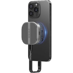 Magnetic M.2 2230 NVMe SSD Enclosure with Kickstand, Potable External NVMe Enclosure Compatible iPhone 16/15 Pro Max ProRes, 100W PD Charging 10Gbps USB C 2TB M & B+M Key