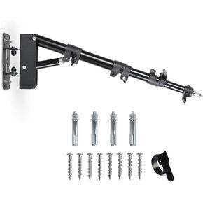 Wall Mount Triangle Boom Arm 43inch/110cm,Konseen 180° Flexible Rotation Ring Light Mount Support for Studio Video Light, Monolight, Photography, Softbox, Reflector
