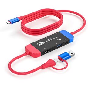 Capture Card USB C to USB-A/C 4K Video Capture Card USB 3.0 Support 100W Fast Charge,Video Capture for Gaming, Streaming, Recording Compatible with Switch, Steam Deck,iPad