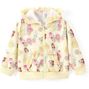Disney Frozen Elsa Princess Cinderella Belle Stitch Girls Hoodie: Zip up Hooded Jacket/Sweatshirt for Unisex Toddler to Kid