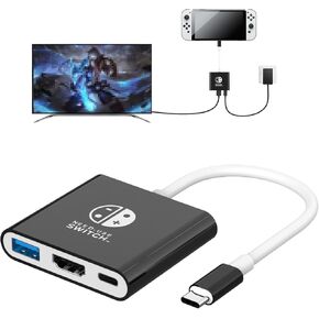 Switch Dock Replacement for Official Nintendo Switch Dock, 3 in 1 Switch Docking Station with 4K HDMI USB 3.0 100W Charging Port for Nintendo Switch Docking Station TV Dock