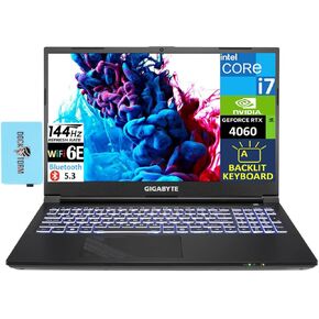 GIGABYTE G5 KF5 Gaming Laptop 15.6" 144 Hz Full HD (Intel i7-12650H 10-Core, GeForce RTX 4060, 16GB DDR5, 512GB SSD, Backlit Keyboard, WiFi 6E, Bluetooth 5.3, Win11H) w/DKZ Hub
