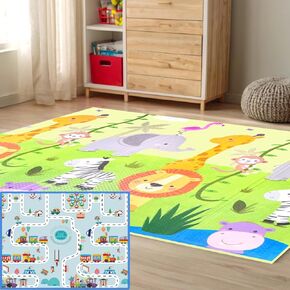 Extra Large 2 Graphics in 1 Foldable Baby Play Mat for Floor | 71"x59" Waterproof Activity Foam Mat/Playmat for Infant, Baby, Kids and Toddlers | Ideal Baby Mat for Play & Tummy Time