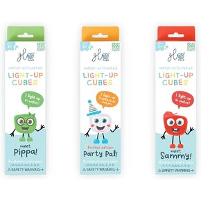Glo Pals Water-Activated Light-Up Cubes Bundle for Sensory Play – 12 Pack (Holly Jolly – Red, Green + Multi Color)