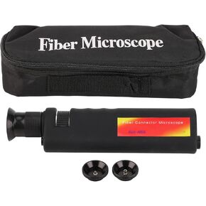 Optical Fiber Microscope, 400x Handheld Fiber Optic Microscope Inspection Tool LED Light Coaxial Illumination 2.5mm and 1.25mm Adapters, Fiber Cable Microscope Detector for SC FC ST LC