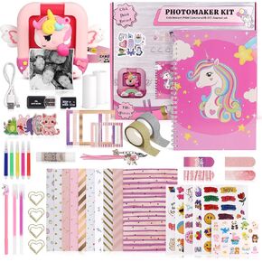 Unicorn Photomaker Kit - Instant Print Camera for Kids Plus DIY Journal Kit for Girls - 150 Pcs Tween Journal & Camera for Girls - 6 7 8 9 10 11 12 13 14 Year Old Girl in Kuwait