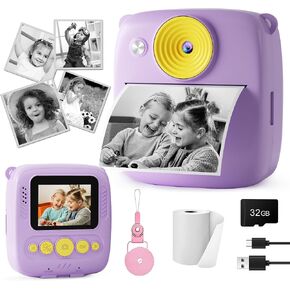 Kids Camera Instant Print - 1080P HD Instant Print Photo Digital Cameras for Kids - Christmas Birthday Gifts for Age 6 7 8 9 10 11 12 Year Old Girls, Portable Toys Camera (Purple) in Saudi Arabia