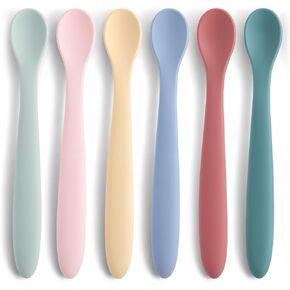 Baby Spoons,6 PCS Silicone Baby Feeding Spoons,Training Spoon,Soft Tip Feeding Baby Utensils for First Stage Baby and Infant,Dishwasher and Boil Safe