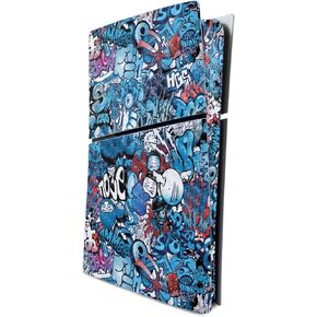 MightySkins Skin for PS5 Playstation 5 Slim Digital Edition Console Only - Blue Meanies Protective, Durable, and Unique Vinyl Decal wrap Cover Easy to Apply Made in The USA