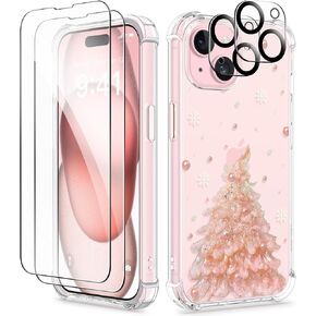 GVIEWIN Compatible with iPhone 15 Case, with 2X Screen Protector & 2X Camera Lens Protector, Clear Soft Shockproof Slim Fit Floral Phone Cover for Women Girls 2023 6.1" (Floratopia/Colorful)
