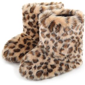 Women's Faux Fur Boots Furry Snow Boots Fuzzy Winter Shoes Fluffy Mid-Calf Flat Boots