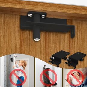 Glide Lock Child Safety Top Lock - Mountree Child Proof Door Top Lock (Made of Durable Metal) - Adjustable Locks for 0.8"~1.9" Thick Doors | Adults Can Open Door from Both Sides (Black, A model 1PCS)