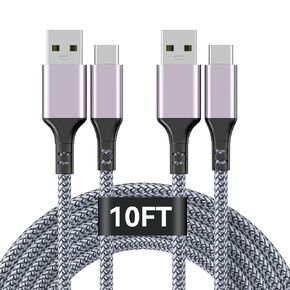 USB C Charging Cable 10ft+10ft, USB A to Typc Cable,for PS5 Controller,for Xbox Series X,for PS5/Xbox Series X/S/Switch Controllers,Replacement USB C Cord Nylon Braided Type-C Cord,Gray