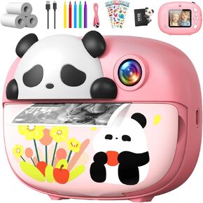 Panda Kids Camera Instant Print Photo with 32G Card, 1080P HD Video Instant Cameras Age 3-12, Digital Toddler Camera Toys with Color Pens for DIY 3-12 Year Old Girls Boys Gifts Birthday, Green