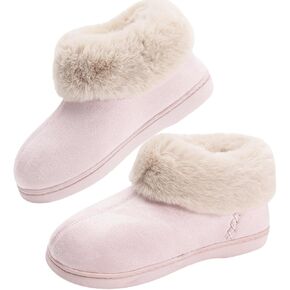 Feetfreein Women's Microsuede Bootie Slippers Warm Winter Memory Foam House Shoes for Indoor Outdoor