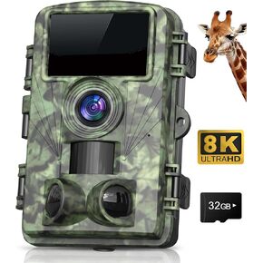 Trail Camera 8k 60MP WiFi Game Camera with No Glow Night Vision Motion Activated IP66 Waterproof, 130° Bluetooth Cell Phone
