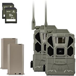 TACTACAM Reveal X Gen 3.0 Cellular Trail Camera - Multi Carrier, HD Photo & Videos, Pre-Installed Antenna, Built-in GPS, Low-Glow IR Flash + 32GB SD Card + Lipo Lithium Battery Pack (2PK)