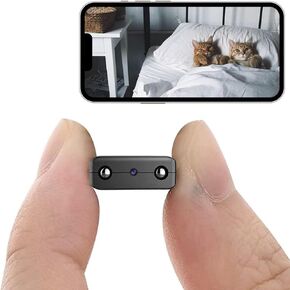 Wireless WiFi Security Camera Mini Home Indoor Outdoor Cameras Smallest 1080P FHD Room Dog Pet Cams, Nanny Cam, 120 Angle Night Vision Motion Detection Camera for Home Security (Black)