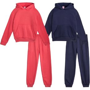 Real Love Girls' Jogger Set - 4 Piece Soft Fleece Pullover Hoodie and Jogger Pants for Toddler & Little Girls (2T-6X)