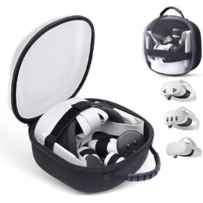 Carrying Case for Meta Quest 3S with Battery Strap, Compatible with BOBOVR M3PRO Elite Head Strap, Oculus Meta Quest 3 Headset, VR Storage Bag for Quest 3S Controller Grips, and Adapter
