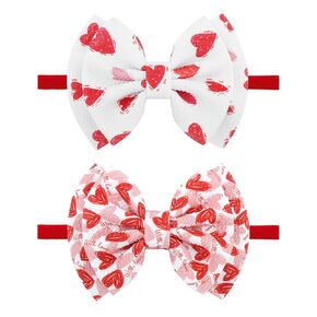 YanJie Bows Baby Girl Headband Red Bow Baby Pink Headband Heart Newborn Wide Hairbands Gift Handmade Hair Accessories Infant