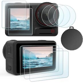 FitStill [10Pcs] LCD Screen Protector with Silicone Lens Cap Appliable for DJI Osmo Action 5 Pro,Osmo Action 5 Pro Action Camera Accessories,Ultra HD 9H Hardness,Scratch Resistant Bubble Free