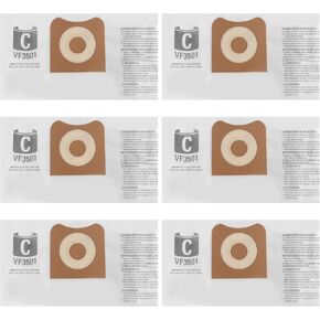VF3501 Vacuum Bags for Ridgid 3-4.5 Gallon Vacuum Cleaners, Size C 23738 Replacement Dust Collector Bags-6 Pack