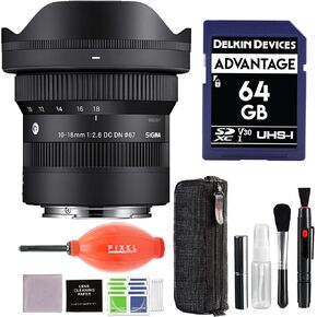 Sigma 10-18mm f/2.8 DC DN Contemporary Lens for Sony-E Mount with Pixel Advance Accessories and Travel Bundle | 207965 | Sigma 10-18mm f/2.8 Sony