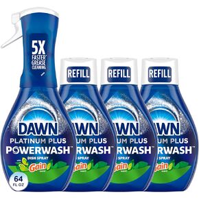 Dawn Powerwash Gain Original Dish Spray, Liquid Dish Soap, Dish Soap Refill, , 1 Starter Kit + 3 Refills, 64 Fl Oz
